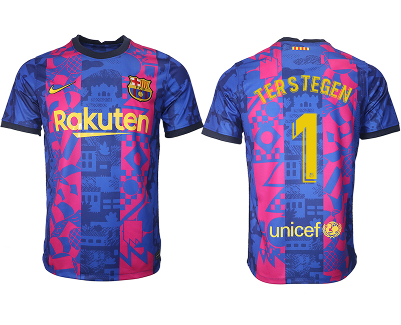 Men 2021-2022 Club Barcelona blue training suit aaa version #1 Soccer Jersey->customized soccer jersey->Custom Jersey